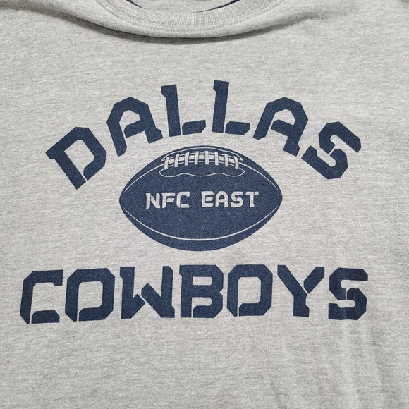 Dallas Cowboys Shirt Mens Large Gray‎ Blue thermal Sleeves NFL NFC East Spellout - Picture 3 of 10